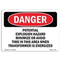 Signmission OSHA Danger Sign, 5" Height, 7" Width, Potential Explosion Hazard Minimize Or Avoid, Landscape OS-DS-D-57-L-2294